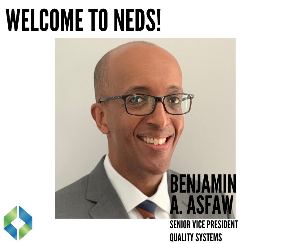 NEDS_LIFE's tweet photo. NEDS is pleased to announce Ben Asfaw as our new Sr. Vice President of Quality Systems! Ben has over 20 years’ experience in project management, quality improvement, and patient safety. Ben has a Masters in Health Administration from the Univ. Of Michigan School Of Public Health. https://t.co/W9W8QSgtTx