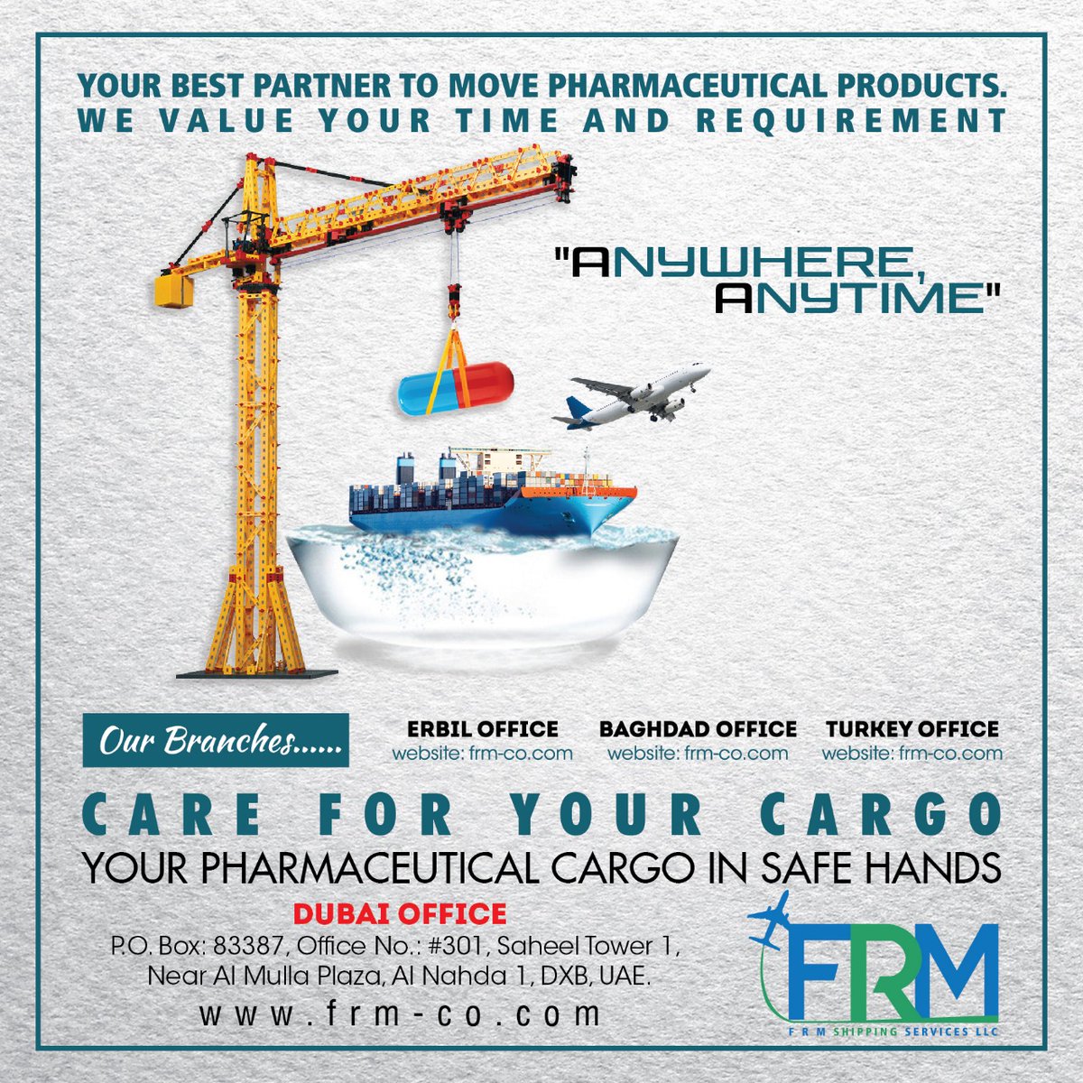 FrmServices's tweet photo. We have an experienced and qualified team dedicated to support all pharmaceutical movements on time with care and utmost supervision
#Shipping #Logistics #UAE #Dubai #2021 #Services #logisticsdubai #ErbilLogistics #Erbil #Baghdad #Expo2020 https://t.co/c8TL0XCAfb