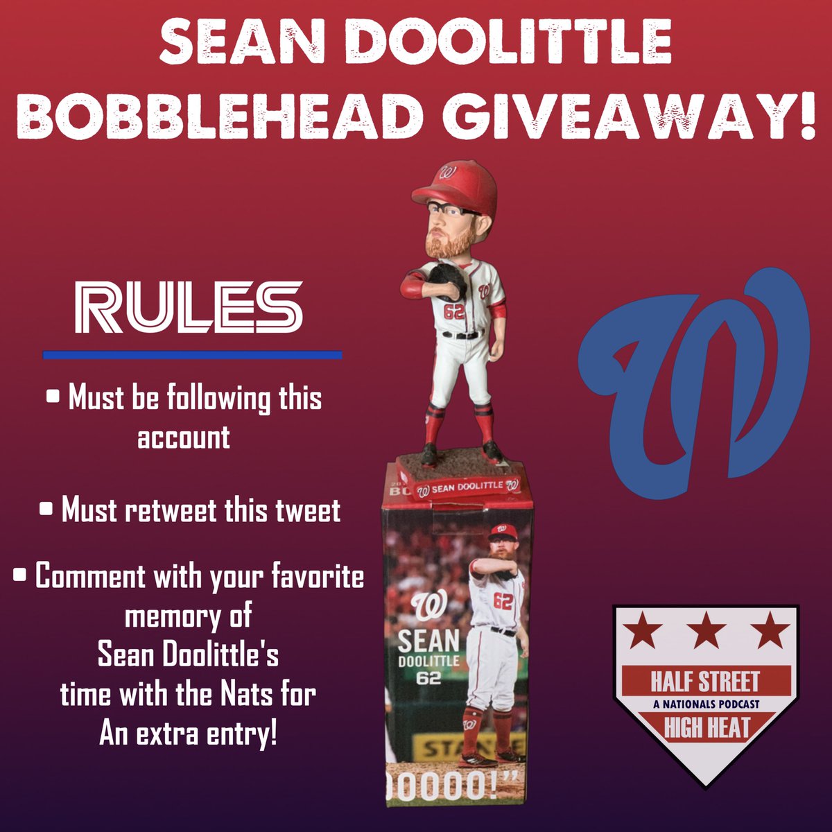 ‼️GIVEAWAY TIME‼️

In honor of <a href="/whatwouldDOOdo/">Sean Doolittle</a> making his return to DC this week as the Reds take on the Nats, we wanted to Doo a giveaway! Details below and good luck to everyone!