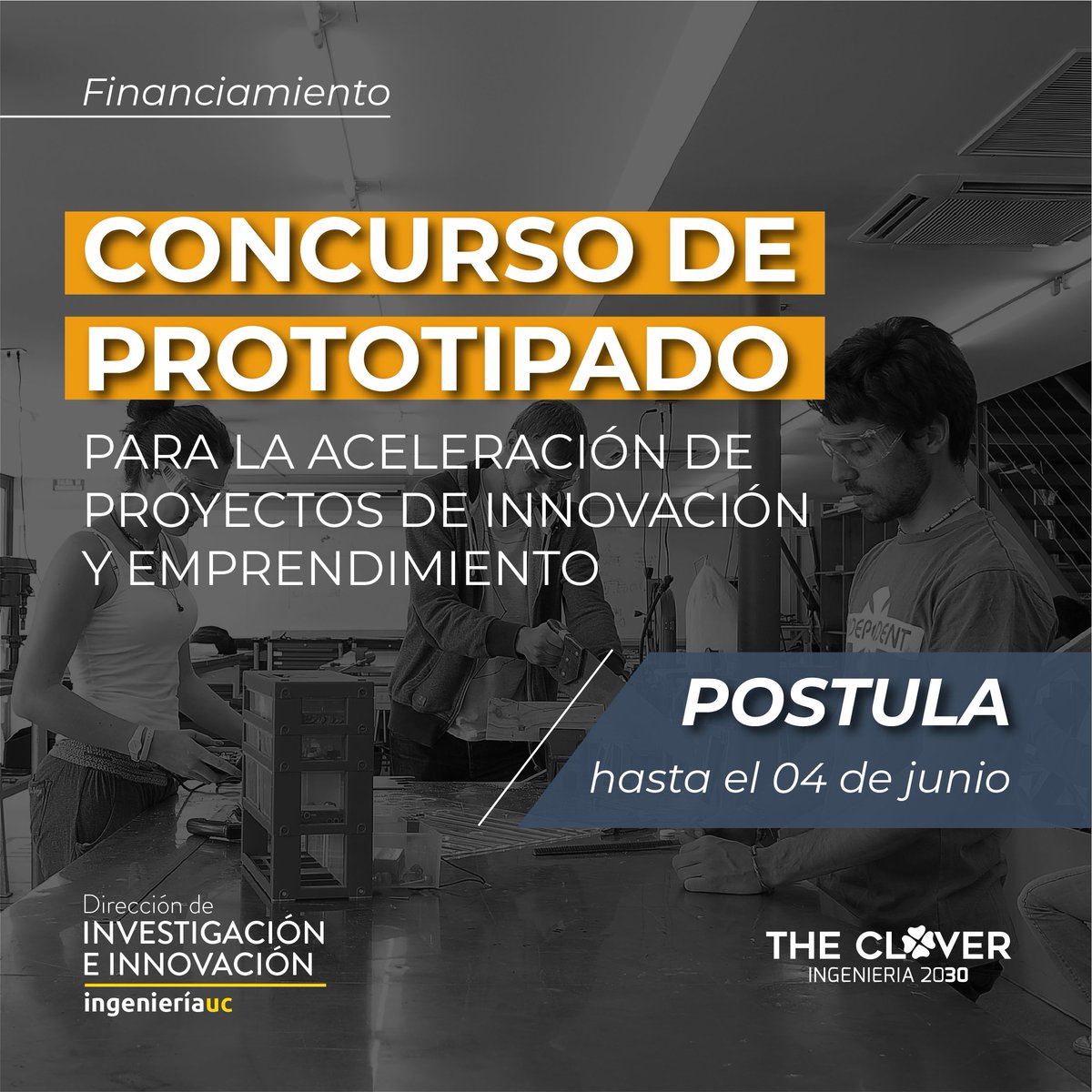📢¡Atención comunidad de #IngenieríaUC!
Si buscas financiamiento para desarrollar tus primeros prototipos, tienes hasta el 4 de junio para postular al Concurso de Prototipado para la Aceleración de Proyectos de Innovación y Emprendimiento.
Más info 🔗tinyurl.com/yd5ehs5j