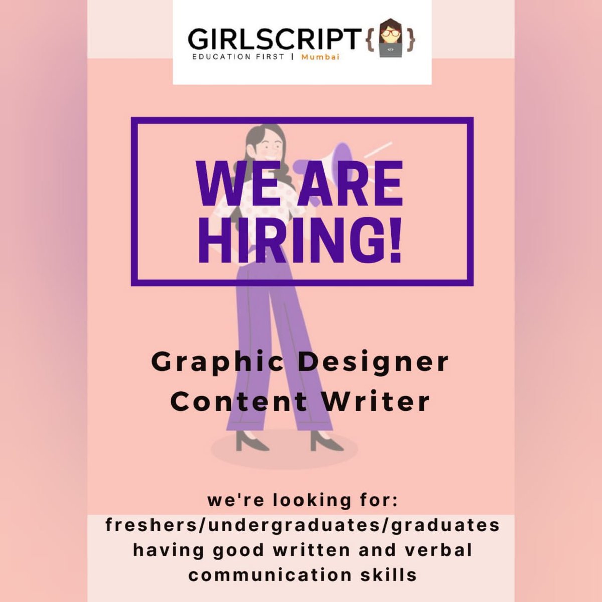 GSFMumbai's tweet photo. Hello Everyone!!🙋 We're currently looking for a graphic designer and content writer for our team, do apply or share with someone who would be a good fit for the same 😇🙌
Link to apply: https://t.co/yWQ8GHT5Bi https://t.co/I8fo9AytZ2