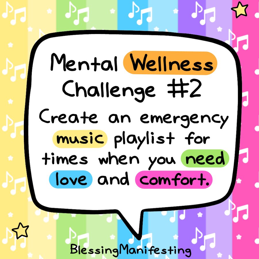 cisliestman's tweet photo. Mental Health Wellness Challenge!

Share what songs you love to listen in the comments!

#mentalhealthishealth #mentalhealthawarenessmonth https://t.co/RHkBfQztPn