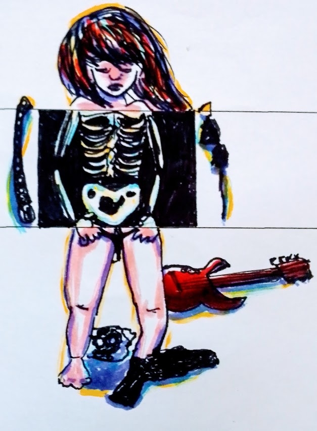 [R-18] X-ray Rock girl #fetish #strereoscopic #rock #girl #x-ray #guitar #electric pixiv.net/artworks/90073…