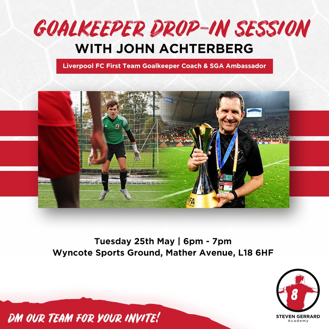 Fantastic opportunity for 15-18yo goalkeepers!⁣
⁣
Tomorrow, we have a Goalkeeper Drop-In Session with Liverpool FC First Team Goalkeeping Coach &amp; SGA Ambassador, <a href="/1JohnAchterberg/">John Achterberg</a>
⁣
🗓Tuesday 25th May⁣
⏱6pm - 7pm⁣
📍Wyncote Sports Ground

DM our team for your invite!