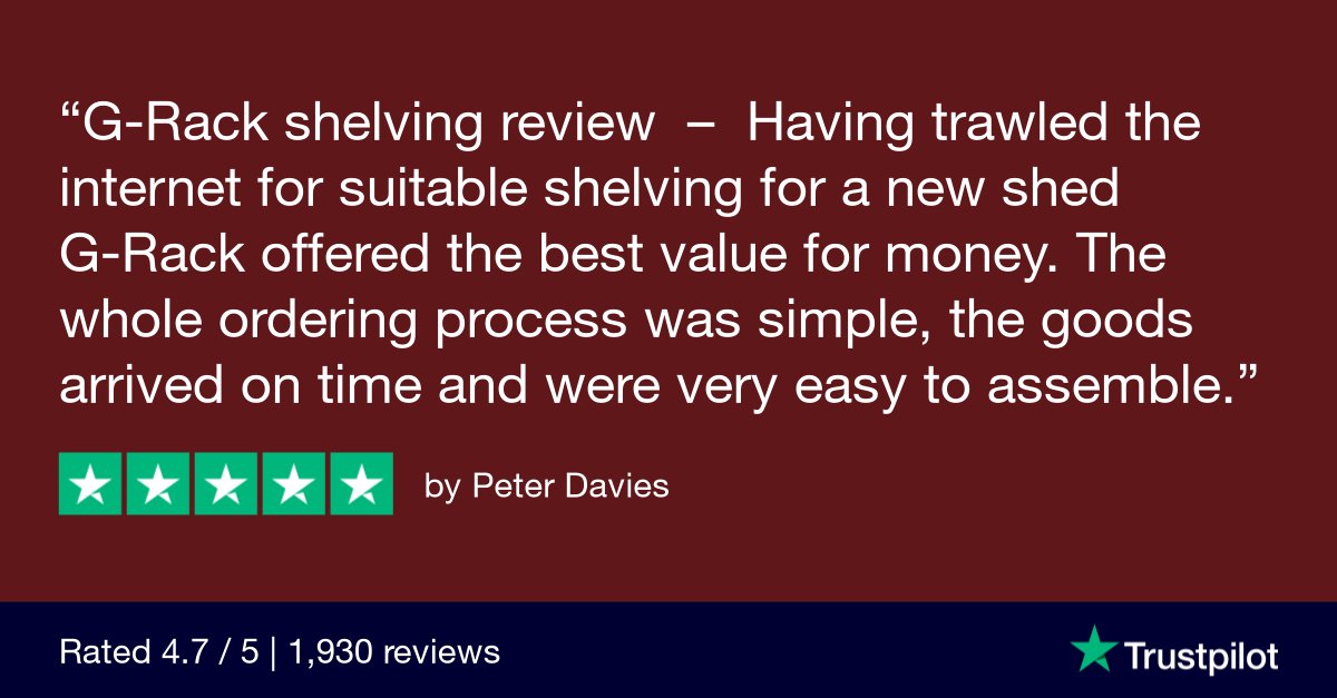 On the hunt for some shelving? Our customer Peter was happy to find us 👇

⭐️ Value for money
⭐️ Easy to order
⭐️ Fast delivery 
⭐️ Easy to assemble 
⭐️ Fit for purpose

Head to our website to view the range - g-rack.co.uk 

#StorageMadeSimple