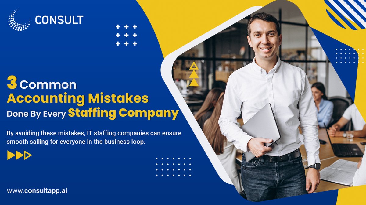 3 Common Accounting Mistakes that every Staffing Company does.  The accounts departments are the most unenviable lot in IT staffing firms. .... consultapp.ai   
#invoiceautomation #automationsolutions #invoicingsoftware #invoicingapp #atkku #consult #payrollsoftware