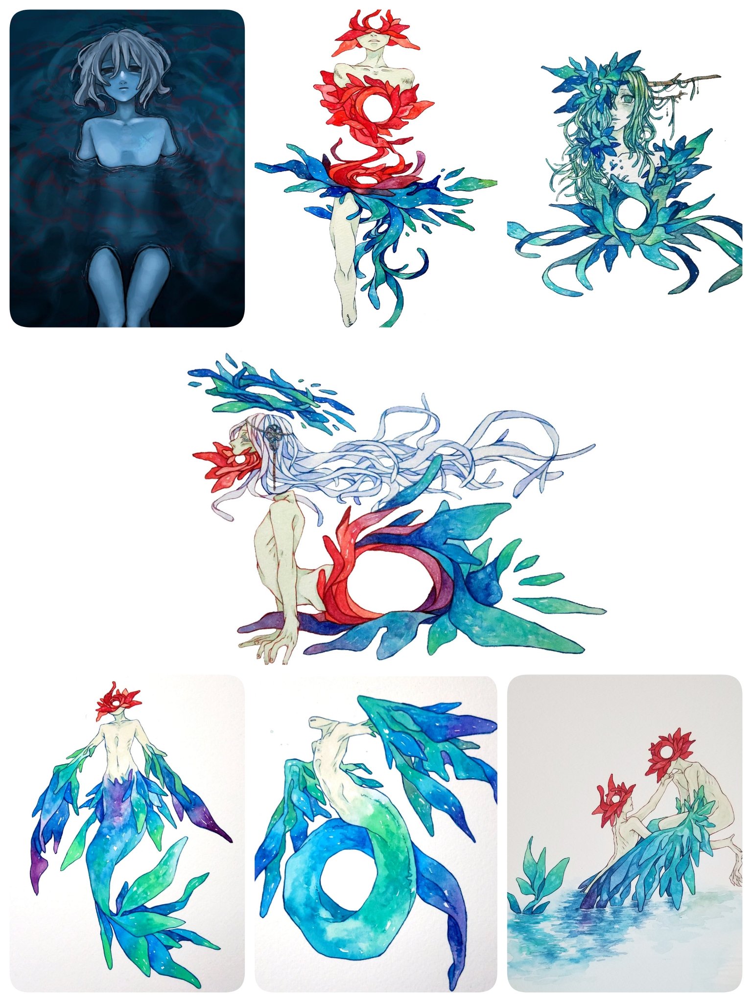 水彩画　［輪廻] 水彩画/鶴若貢 Sub JPN】WATERCOLOR 028透明水彩スケッチ「六月