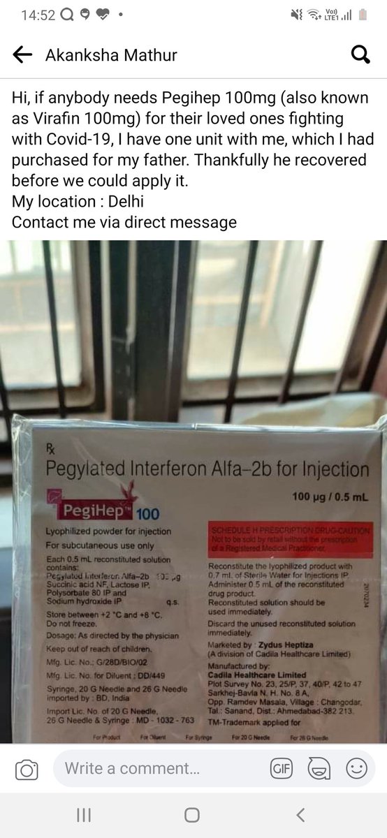 Akankshamathur2's tweet photo. If anyone needs #pegihep ( substitute of #virafin) please dm.

Location : delhi ncr https://t.co/ZYvuAEt8c3