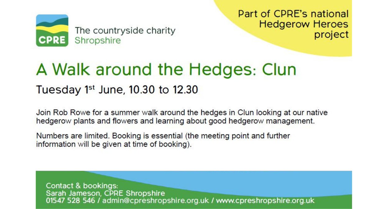 Middle Marches CLT (@middle_marches) on Twitter photo A fantastic event coming up by <a href="/cpreshropshire/">CPRE Shropshire</a> Please contact Sarah Jameson at admin@cpreshropshire.org.uk to book! #hedgerows #shropshire #event A fantastic event coming up by <a href="/cpreshropshire/">CPRE Shropshire</a> Please contact Sarah Jameson at admin@cpreshropshire.org.uk to book! #hedgerows #shropshire #event