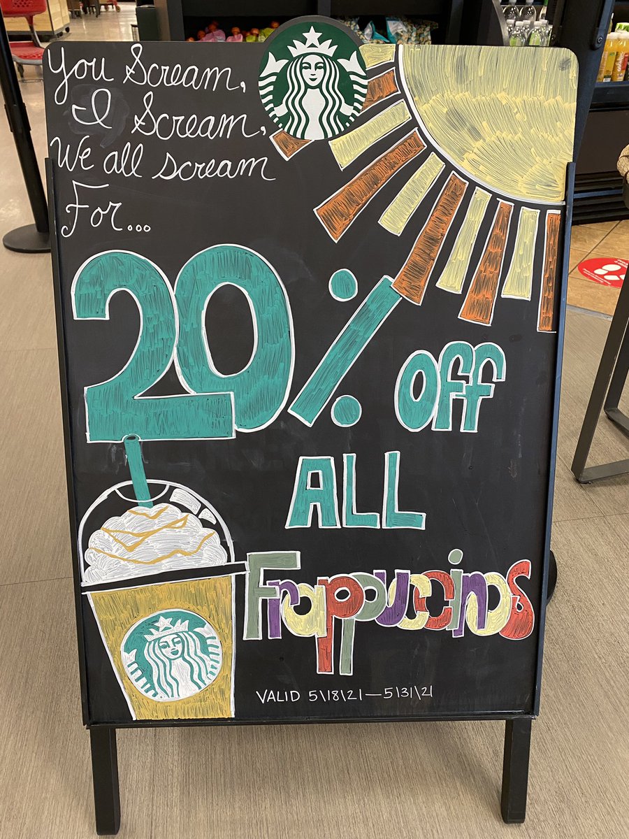 Eau Claire is creating smiles &amp; sales in SBUX! Great A-frame shouting the promo and season. Nice job TL Joe &amp; team! #T1774 #D111 #G196 #worksomewhereyoulove #proudFBC <a href="/jenngoldbach/">Jennifer Goldbach</a> <a href="/Le_Hulett/">Leandra Hulett</a> <a href="/lindsaymtrainor/">Lindsay Trainor</a>
