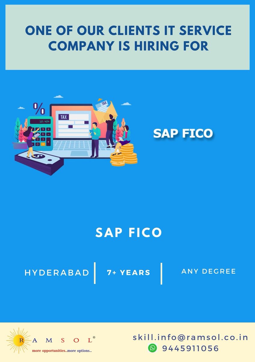 ramsolcorp's tweet image. Hiring for #SAP_FICO

#recruiting​​ #career​​ #hiring​​ #jobseekers​​ #jobsearch​​ #interview​​ #interviewtips​​ #interviewpreparation​​ #interviewsuggestions​​ #interviewanalysis​​ #job

 youtu.be/grKUQd8-X_4