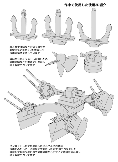 プロは資料とにらめっこして描いてる!ってのが流れてきたけど一ノ瀬ランドは資料とにらめっこしたぐらいでは描けないので3Dで資料自作してます😇(過去のおまけ本より抜粋 