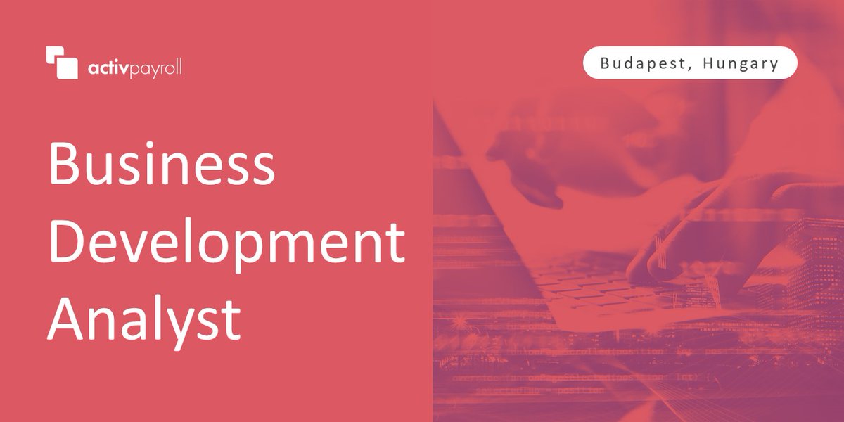 activpayroll's tweet photo. 🇭🇺 We are currently recruiting for a #Budapest-based Business Development Analyst to join our growing global team on a permanent, full-time basis. Find out more and apply today: https://t.co/kQXZkbjpKI 

#Recruiting #BusinessDevelopment #JobsinBudapest https://t.co/ScgkAvU5dr