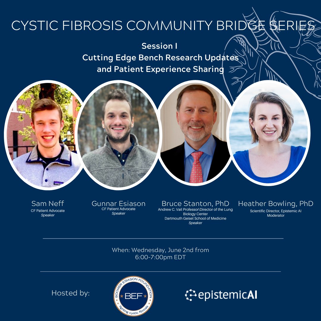 Gunnar Esiason (@g17esiason) on Twitter photo Join <a href="/cysticfibrosis/">Boomer Esiason Foundation</a> and <a href="/epistemic_ai/">Epistemic AI</a> for an upcoming webinar: connecting patients with ongoing research in cystic fibrosis. <a href="/DartCF/">Dartmouth CF Research Center</a>
Register: eventbrite.com/e/cystic-fibro… Join <a href="/cysticfibrosis/">Boomer Esiason Foundation</a> and <a href="/epistemic_ai/">Epistemic AI</a> for an upcoming webinar: connecting patients with ongoing research in cystic fibrosis. <a href="/DartCF/">Dartmouth CF Research Center</a>
Register: eventbrite.com/e/cystic-fibro…