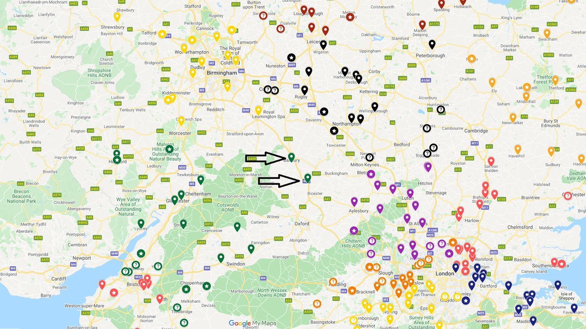 I understand Easington Sports and Ardley United are both appealing their league allocation.

The Step 5 clubs have been placed in the Hellenic Premier League (green) but would rather play in the United Counties League Premier South (black).

(map: <a href="/NonLeagueMaps/">Non League Maps</a>)