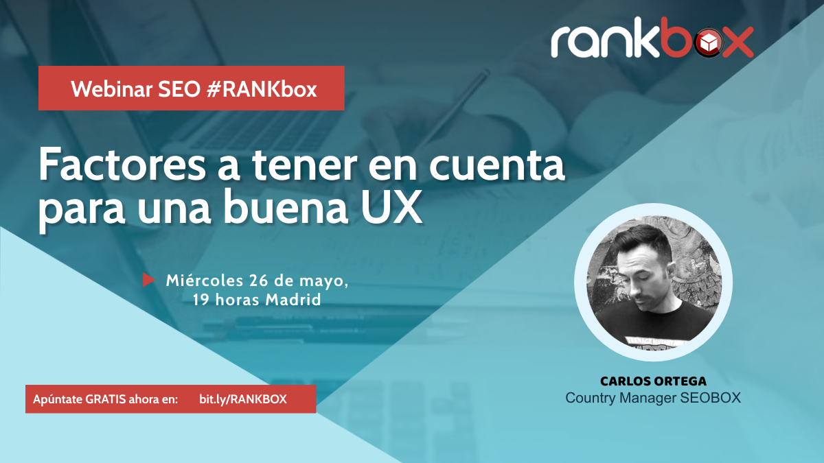 seoboxclub's tweet photo. Nos vemos el miércoles a las 19 horas en un nuevo webinar #SEO de #RANKbox! 🤩
¿Conoces los factores a tener en cuenta para conseguir una buena #UX en tu web?
@carlos_darko te contará todos los detalles.
¡Apúntate GRATIS! 👇🏻
https://t.co/cYriviX7GH
#webinargratuito #webinarseo https://t.co/u1zPOfBT7k