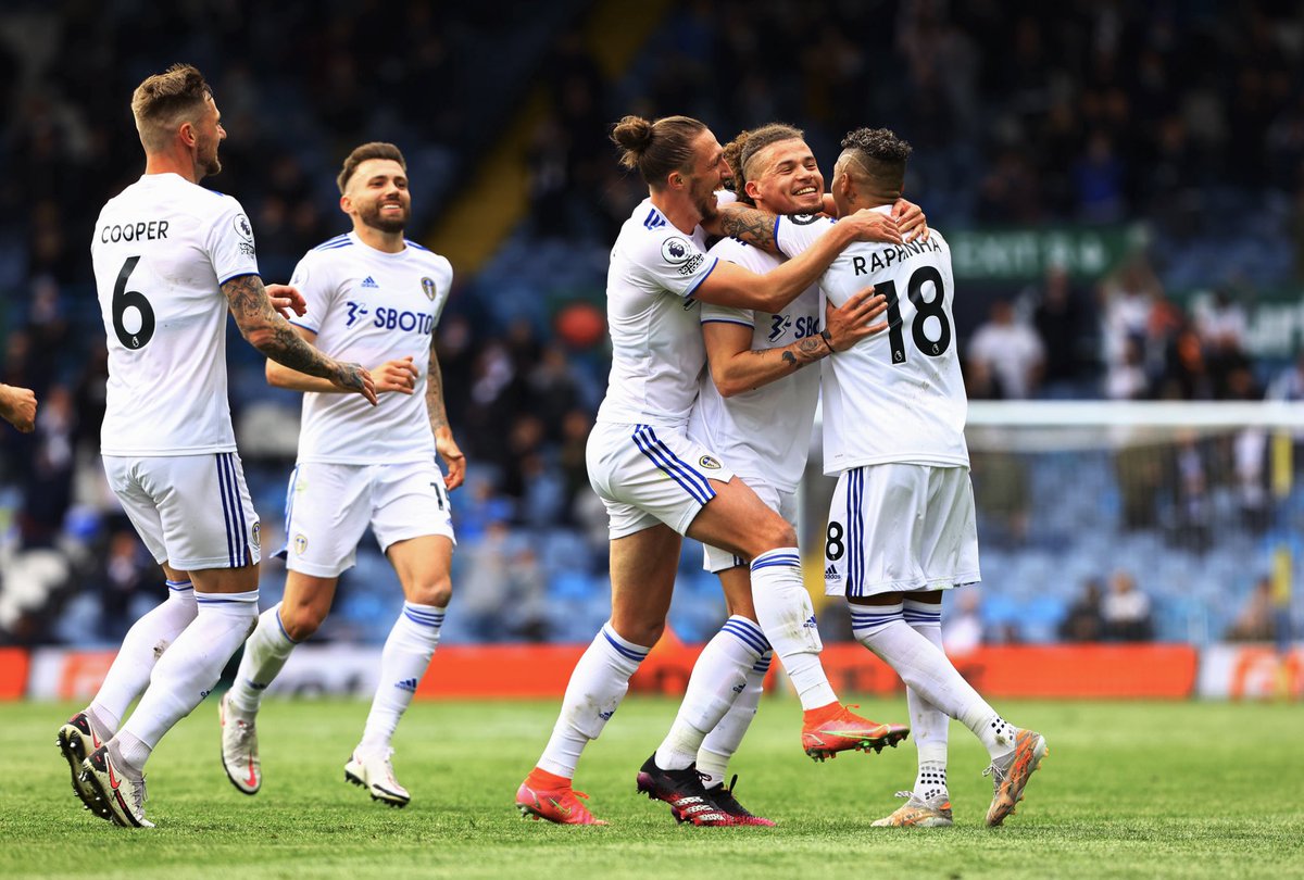 Kalvinphillips's tweet photo. Left it a bit late to chip in with the goals but made it just in time 😅. A season full of ups and downs but loved every second of being back in the Premier League with this team. https://t.co/qzGzL7miMB
