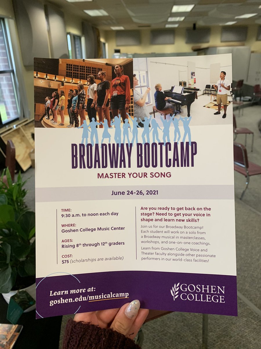 Go check this out!! It would be an amazing opportunity if you want improve your skills over the summer!! 💜
<a href="/GoshenCollege/">Goshen College</a>