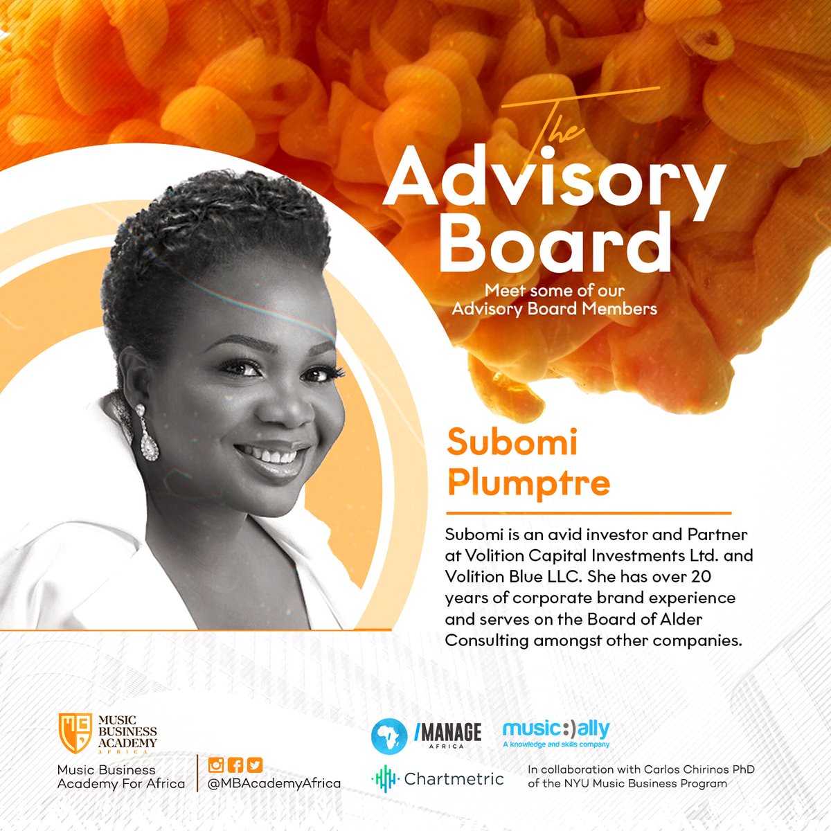 CIIFAfrica's tweet photo. Subomi Plumptre @subomiplumptre
Subomi is an avid investor and Partner at Volition Capital Investment Ltd and Volition Blue LLC. She has over 20 years of Corporate Brand experience and serves on the Board of Alder Consulting amongst other companies. 

#MBAforafrica21 https://t.co/cLPOdd6N4V
