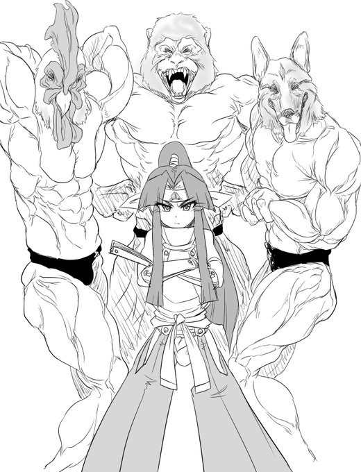 鬼ショタくんのライバル、桃太郎くん。とその家来。 