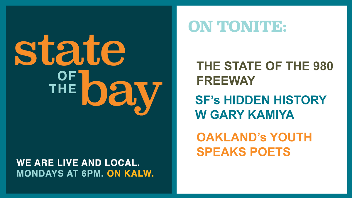 stateofbay's tweet photo. TONITE 
We talk w Nico Savidge @NSavidge &amp; Chris Sensenig @Sensenig @connectOAKLAND about efforts to tear down the 980 freeway//No one knows SFs hidden stories better than Gary Kamiya @GaryKamiya // &amp; poet Giovanna Lomanto @littlelomantois interviewed by
 host @gracewonsf https://t.co/Sn4B1CgPjq