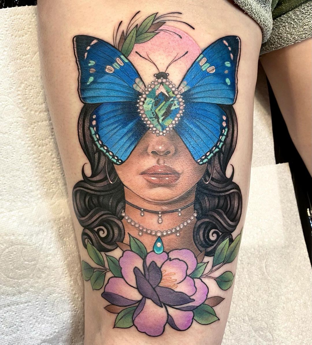 Neotraditional lady face done by Andrey from Powerline Tattoo in Rhode  Island : r/tattoos