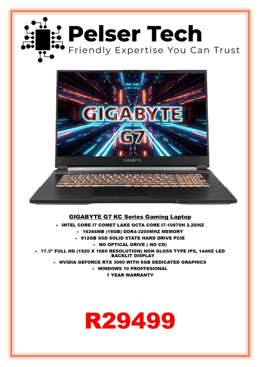 LtdPelser's tweet photo. Gigabyte G7 KC Series Available at Pelser Tech 
Find out more here 
https://t.co/zwVqoBi4yR https://t.co/GbOgnQ6kaG