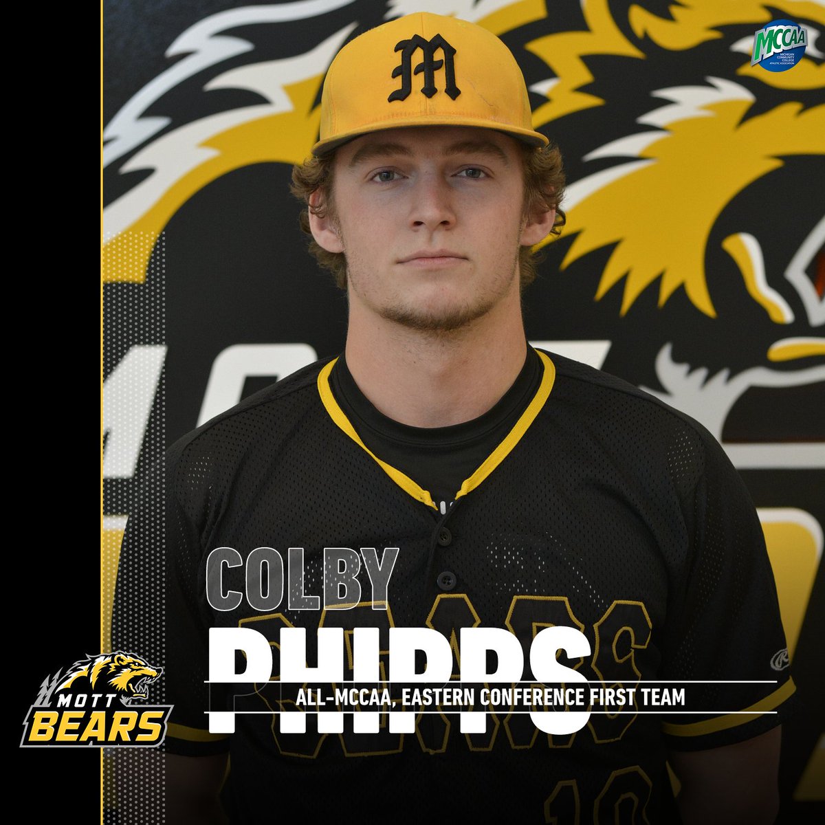 Mott CC baseball player Colby Phipps has earned All-MCCAA and MCCAA All-Eastern Conference First Team honors for the 2021 season. Congratulations Colby.