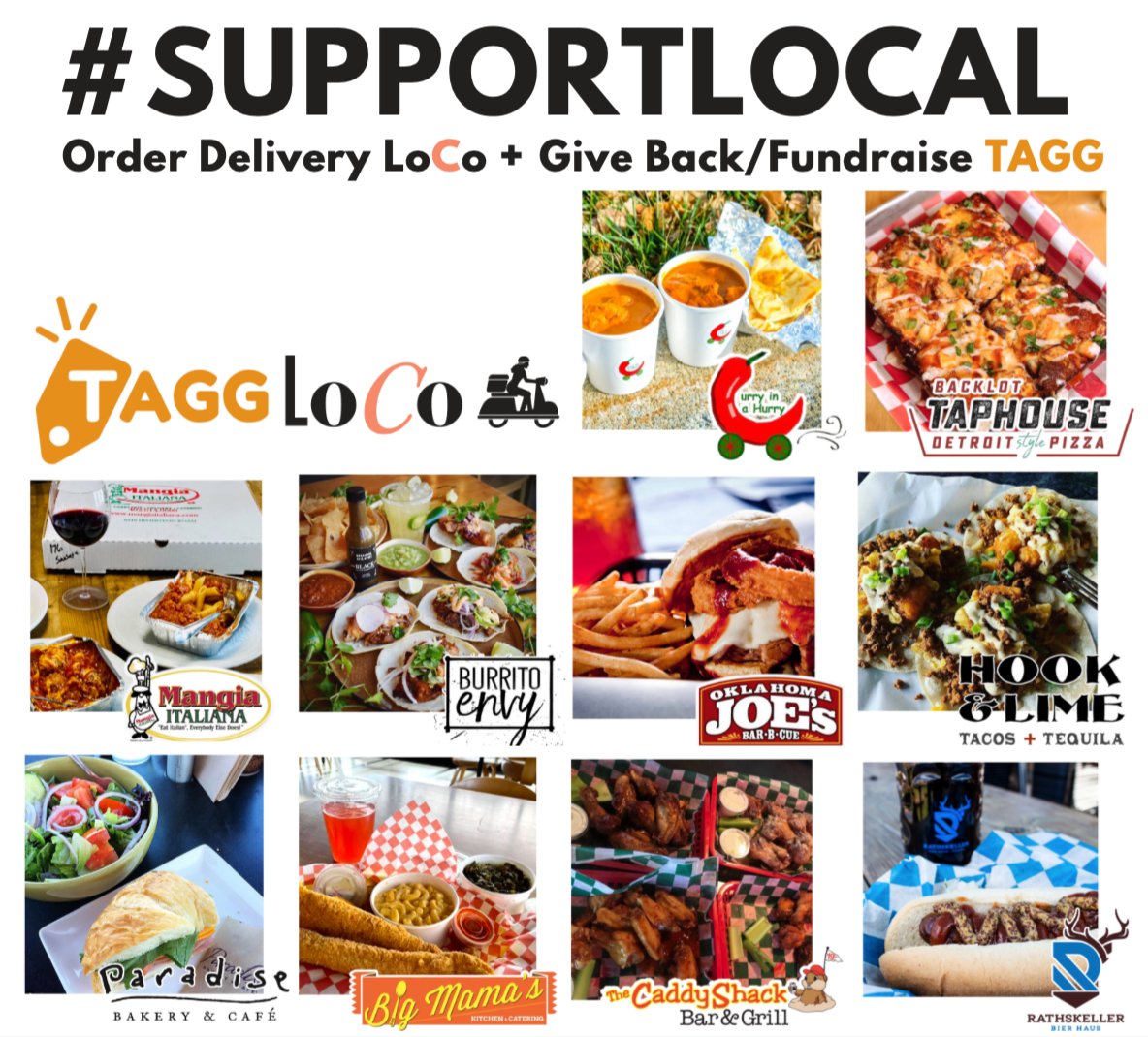 Pick a biz on this list, order take-out 🛵on the ‘Get LoCo’ app <a href="/LocoEat/">-LOCO-</a> + snap a pic  or screenshot your receipt with the 'TAGG' app📱🧾 for a percentage of your purchase to be donated to YOUR school, nonprofit, youth sports team, or place of worship of YOUR choice! #WINWIN 
⠀