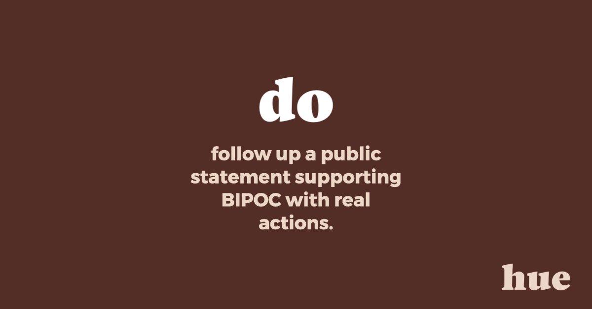 It’s not enough to just make a statement. Back it up with actions.

There’s no room here for performative activism.

Is your company or brand putting their money where their mouths are? Let us know in the comments. 👇🏿👇🏾👇🏽

#WeAreHue