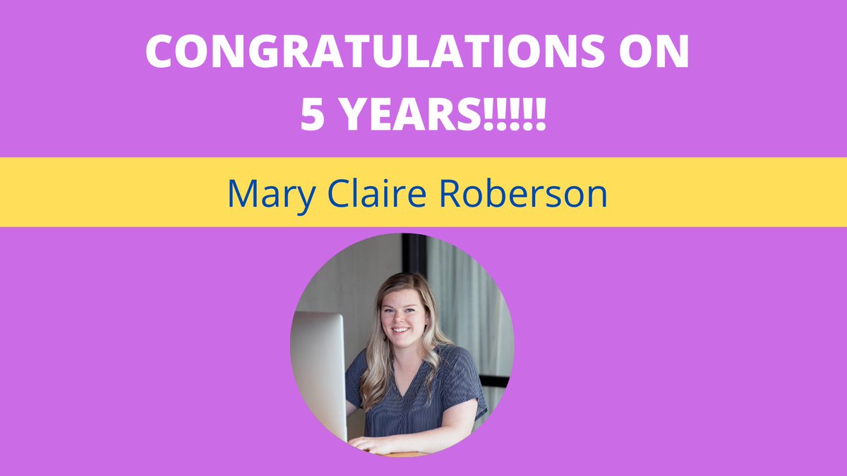 5 years ago today, Mary Claire Roberson joined the team at Roundtree. Her smile brightens every room, and her designs improve every client's marketing. She embodies Roundtree's values by being positive, productive, and generous. Thanks for all you do!