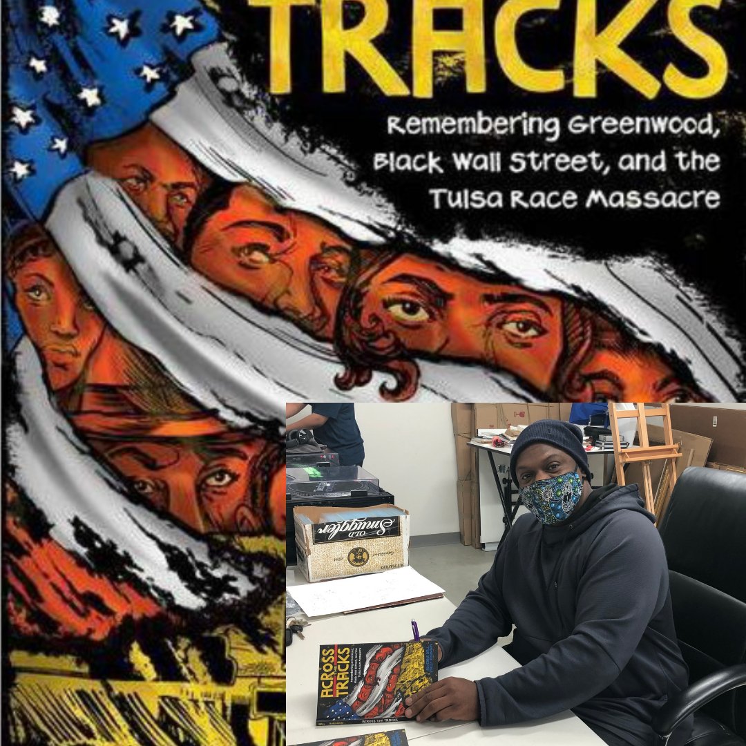 7/8 Each youth received a signed copy of “hot off the press” Across the Track by award-winning illustrator, Stacey Robinson. He also talked to youth about his creative process. This is an outstanding resource on Black Wall Street and the Tulsa race massacre. @ProfSARobinson