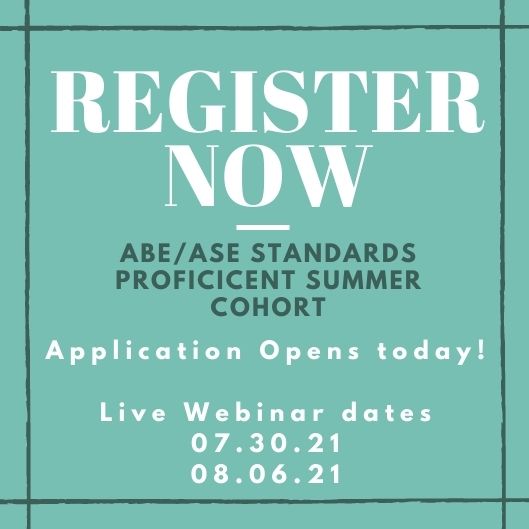 ABE/ASE Standards Proficient Training 2021 - mailchi.mp/509be9c83308/p…
forms.gle/A6tDmAbemssy1c…