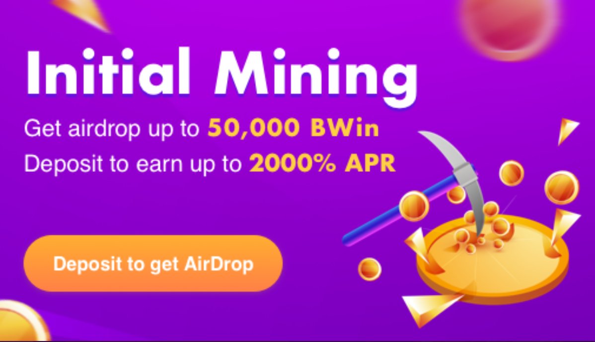 🔥Bigwin Airdrop🔥
💸30,000 BWIN 
⏲️Event date: May 24 — May 31 (UTC +0)
🛄How to claim: 
      t.me/BigWin_Officia…

💸50,000 BWIN for Initial Mining
⏲️Event date: May 21 — May 31
🛄Learn More:
      cutt.ly/rnqPs3D

#airdrop #BSC #cryptocurrency