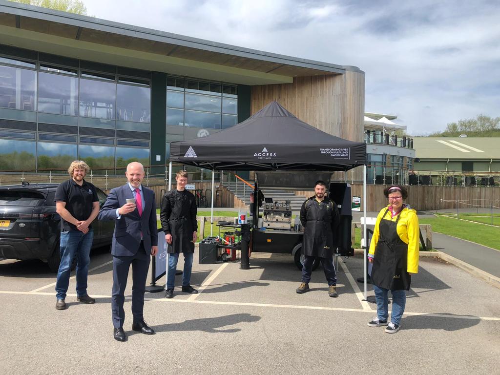 Great to meet Stuart Hill, founder of @AccessCIC in Ilklay today. The innovative business is helping train and support people with learning disabilities to work in hospitality. Great that Ryan &amp; Natalie have joined through our #Kickstart scheme #Planforjobs