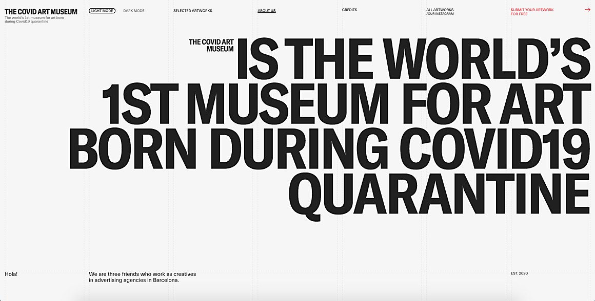 CommArts's tweet photo. WEBPicks: This site by @zhenyary and @synchronized_st brings interactive online exhibition The Covid Art Museum off of Instagram and onto its own platform. https://t.co/j8BN9Xrewh
#WEBPICK #website #interactive #museum #onlineexhibition #art #artduringcovid https://t.co/40zL2UwrmK