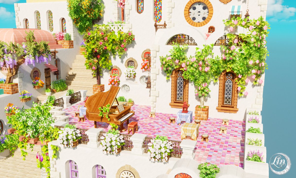 lin_7716's tweet photo. お花いっぱいの街🌸🌼🌹🌿💕
藤の木が特にお気に入り🥰

#MiniaTuria
#Minecraft https://t.co/tWBs70ZkxT