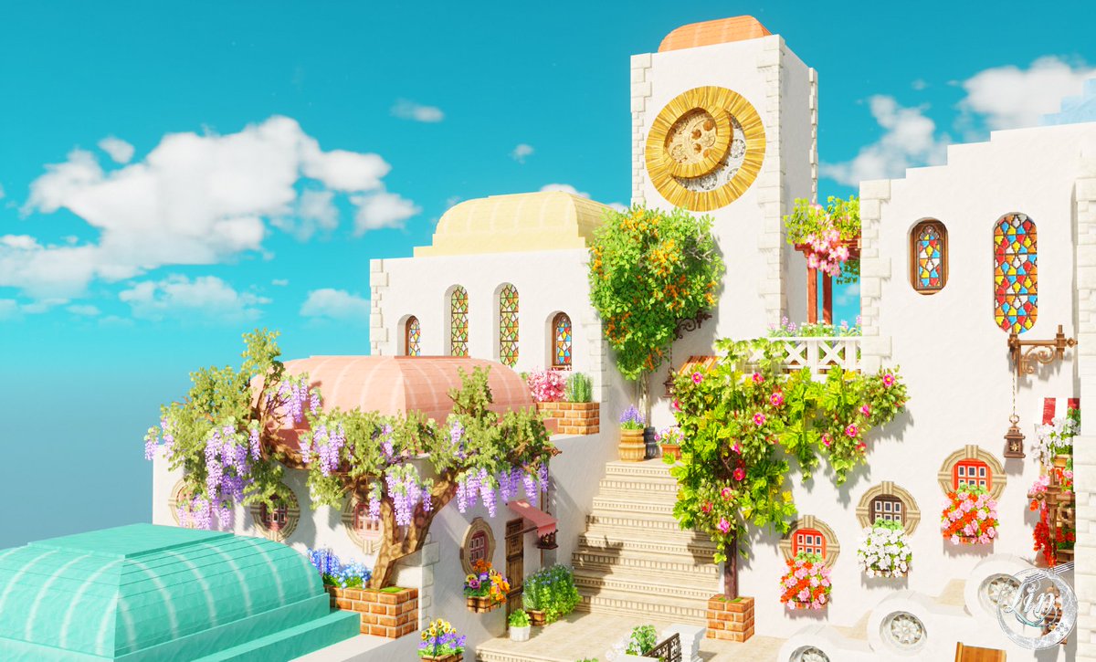 lin_7716's tweet photo. お花いっぱいの街🌸🌼🌹🌿💕
藤の木が特にお気に入り🥰

#MiniaTuria
#Minecraft https://t.co/tWBs70ZkxT