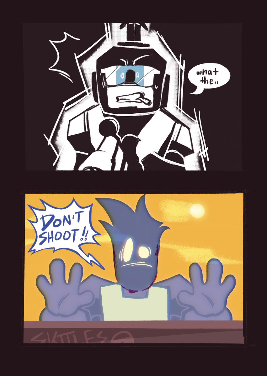 chipollo's tweet photo. // minor blood, death, guns

anyway i feel really bad abt not finishing that skittles and ghost bill comic so ive decided to put up what i had finished. #tankmen (1/2) https://t.co/kY4TBCF7oi