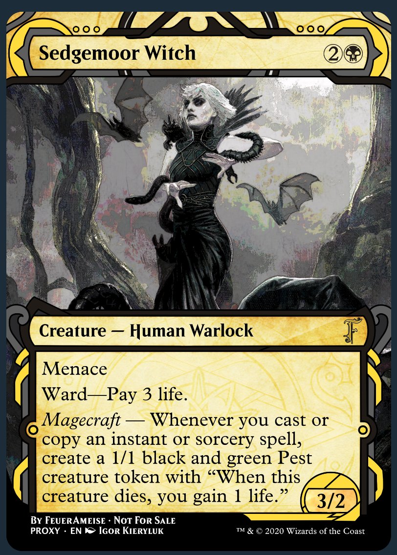 Charlotte Séverine al Twitter: "Sedgemoor Witch. I heard that card was  good, but I have no idea since I have not played with a single Strixhaven  card yet, lol https://t.co/P48irYAsUj" / Twitter