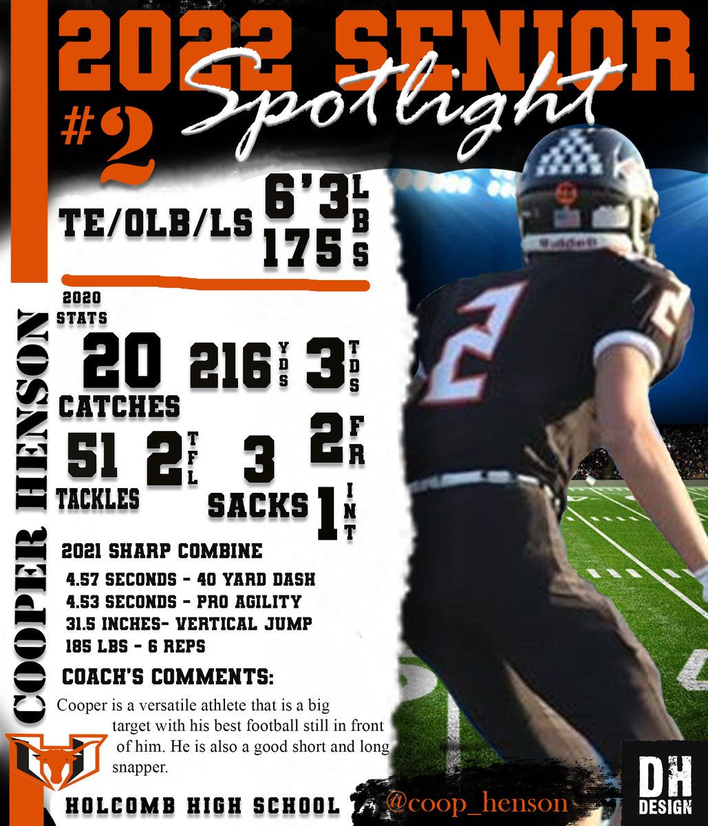 2022 SENIOR SPOTLIGHT - Cooper Henson
(TE/OLB/LS) - Holcomb High School

<a href="/coop_henson/">Cooper McGraw Henson</a> <a href="/HolcombFootball/">HOLCOMB Football</a> <a href="/coachteeter31/">Coach Teeter</a>