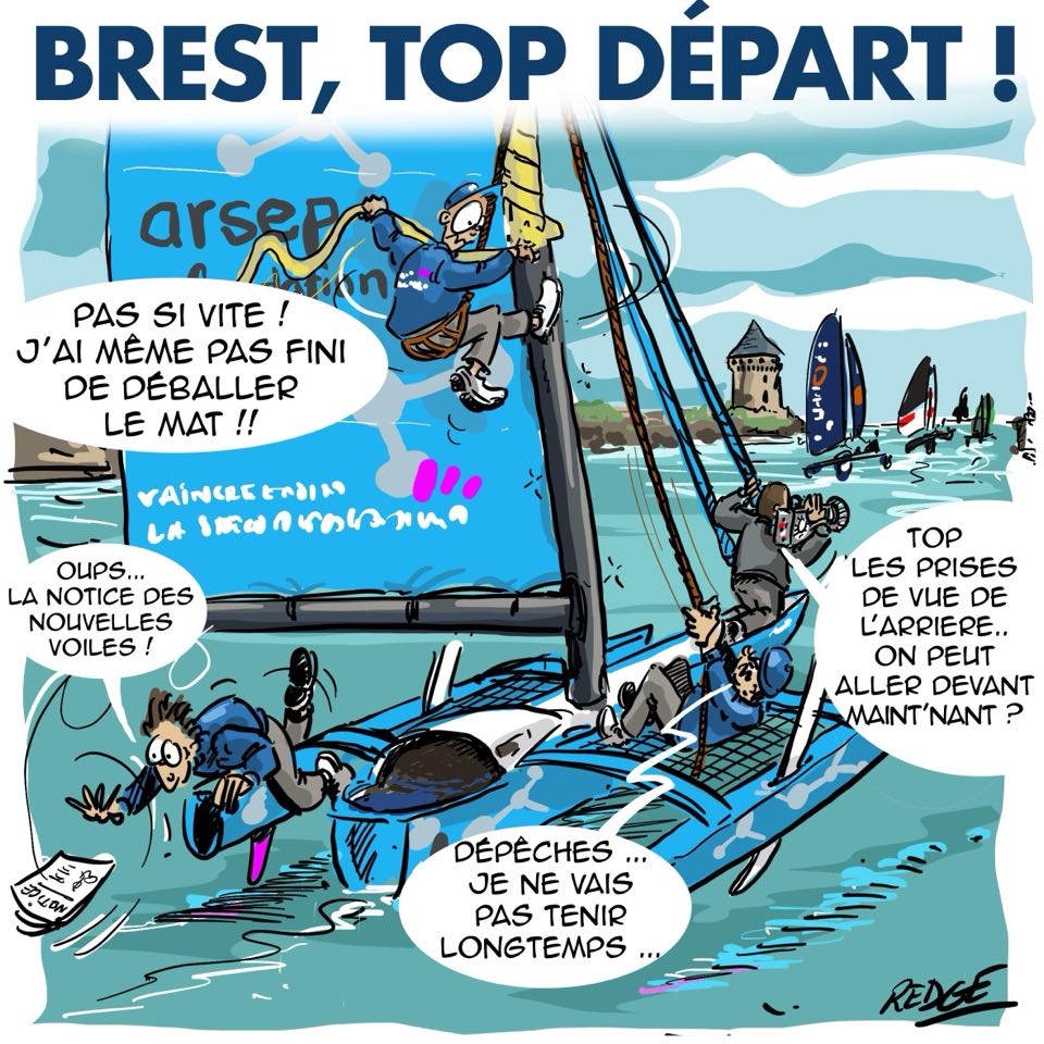 ✍️ @RedgeBzh35, notre Gribouilleur 𝗲𝘀𝘁 𝗱𝗲 𝗿𝗲𝘁𝗼𝘂𝗿 ! 🤣
Merci Régis, et en avant pour La Rochelle... Tonnerre de Brest❗️
#WeAreOceanFifty #PST2021 #Brest #Episode1