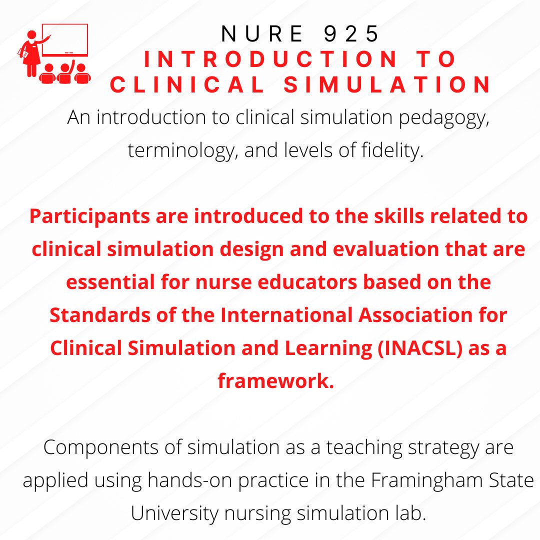 nursingfsu's tweet image. Check out our course overview for our simulation certificate program! Three classes designed to improve nurse educators teaching with simulation. To learn more please join our info session June 3rd! ✨