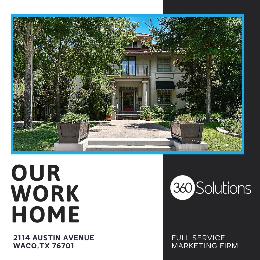 360_Solutions's tweet image. It&apos;s time to move your &quot;in house&quot; marketing to our house. 
Let 360 Solutions be your full service marketing team!

#360solutions #fullservicemarketing  #ourhouse #wacotx #austinavenue #professionals #team #results #revenue