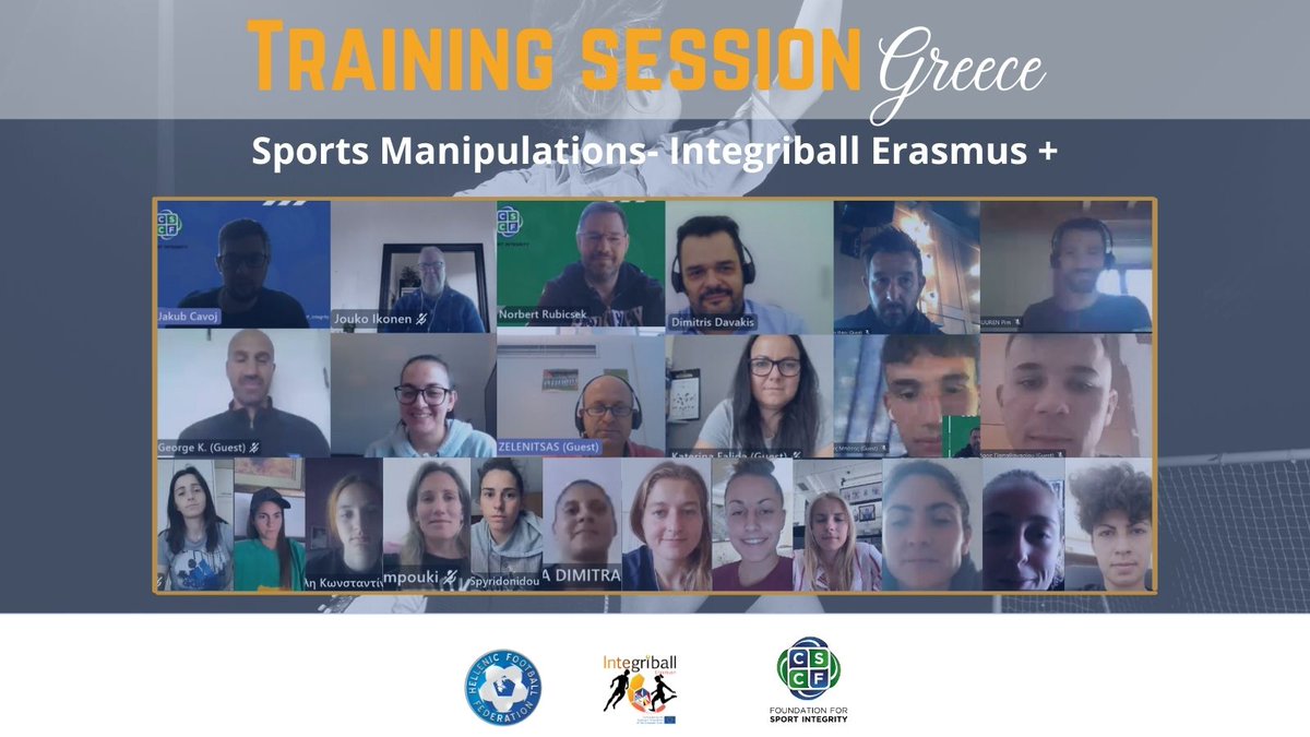 Cscf_integrity's tweet photo. We have completed our #integriball #Erasmusplus training sessions with two football teams from Greece: Greece Woman National Team and the men’s U17 Greece National Team. We thank our partner the Greece Football Federation @EthnikiOmada for supporting this program. https://t.co/Y0kuqzcwl0