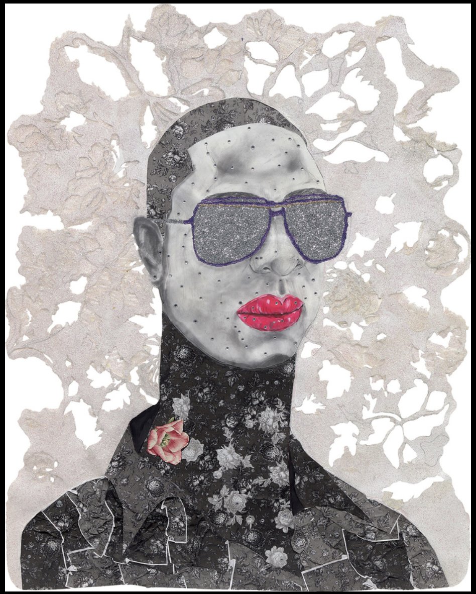 "I'm really interested in beauty &amp; the grotesque, how people were using the grotesque act to achieve what they thought was beauty."- Ebony Patterson on featuring bleaching in her art, as in "Untitled Species I, 2010-2011". (ow.ly/Fjfi50EOLNg) 

#arteventsja #jamaicanartist