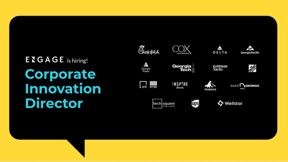 engagevc's tweet photo. ⚡️⚡️  BIG NEWS: We're hiring @engagevc! ⚡️⚡️

We're looking for bold, strategic, and creative leader to join our team as Corporate Innovation Director. This superstar will work directly with our 14 Fortune 500 partners based in Atlanta.

Apply 👇🏼
https://t.co/XhrqZg5lKk https://t.co/vNEWe2ETbv