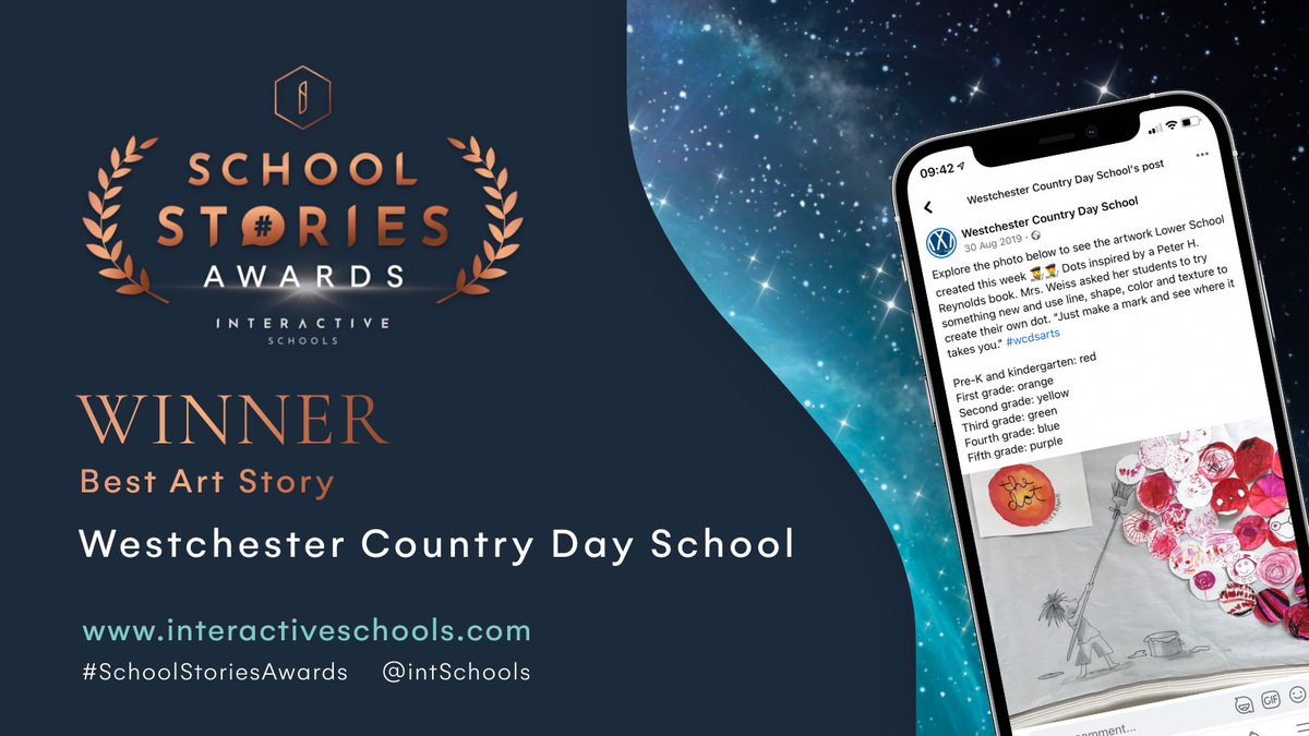 intSchools's tweet photo. Congratulations @WestchesterCDS for winning Best Art Story at our #SchoolStoriesAwards 🏆

Not only was it presented in a creative way using Facebook's 360 functionality, it captured the community of the school in one really inspiring piece ➡️ https://t.co/mYMctkTnnQ https://t.co/kwOoEFCg4i