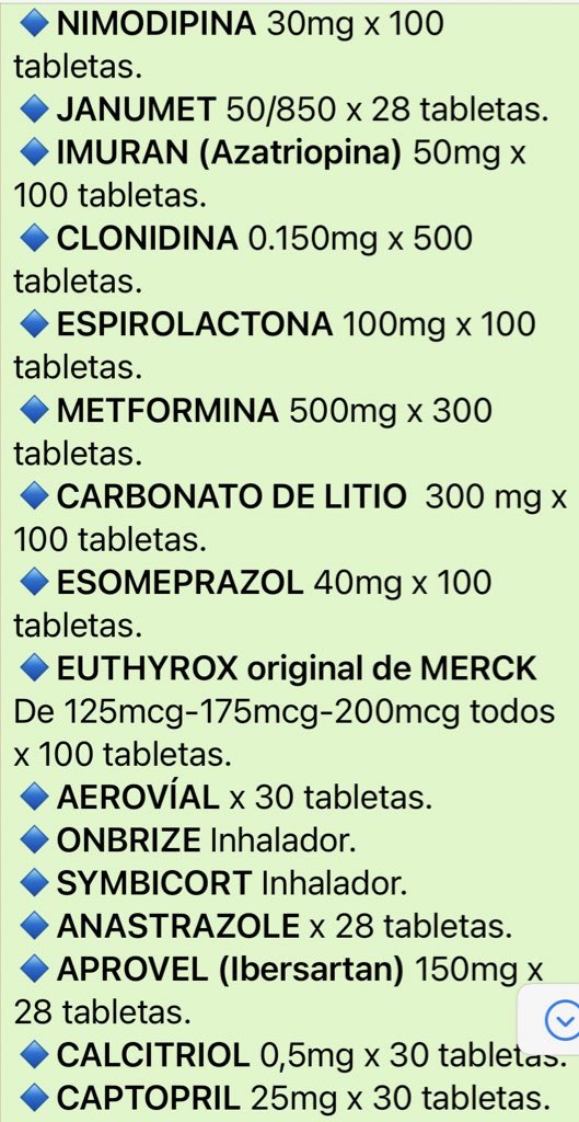 LafranciscanaF's tweet photo. Medicamentos que acaban de llegar 🚨⚠️Atención⚠️ #24deMayo
#Euthyrox MERCK, #Insulina #Metformina #Nifedipina +👇🏻
Para información de costos y pedidos escríbenos a través de nuestro WhatsApp 04242687001
Delivery a todas las zonas de Caracas, Los Teques y La Guaira
#Enterate https://t.co/BLT91V2UOt