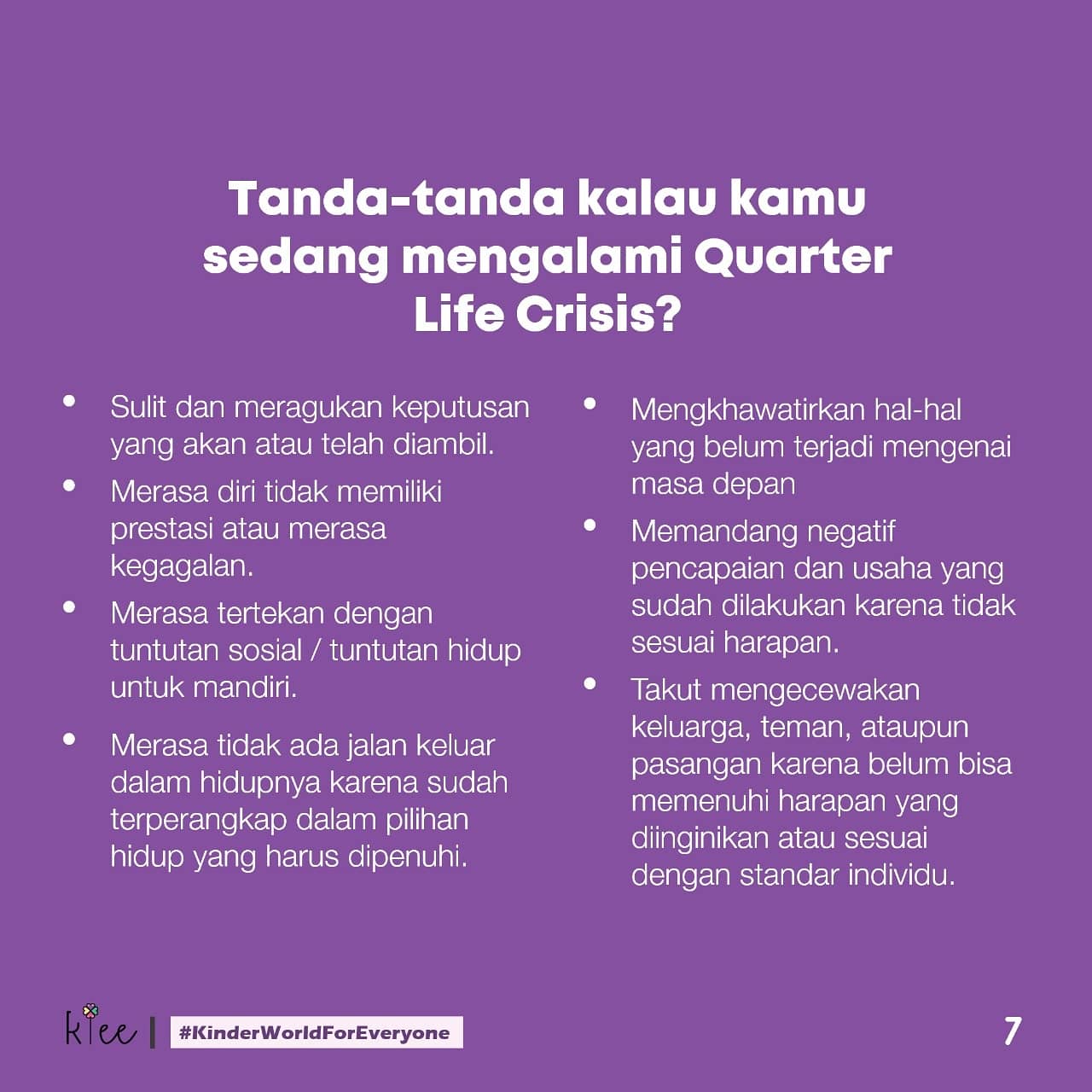 Quarter Life Crisis: Tanda dan Cara Terbaik Melewatinya 2 Klee в X: „Beberapa tanda kalau kamu sedang dalam fase Quarter Life Crisis adalah merasa diri tidak memiliki prestasi atau kegagalan, memandang negatif pencapaian dan usaha yang sudah dilakukan karena tidak sesuai